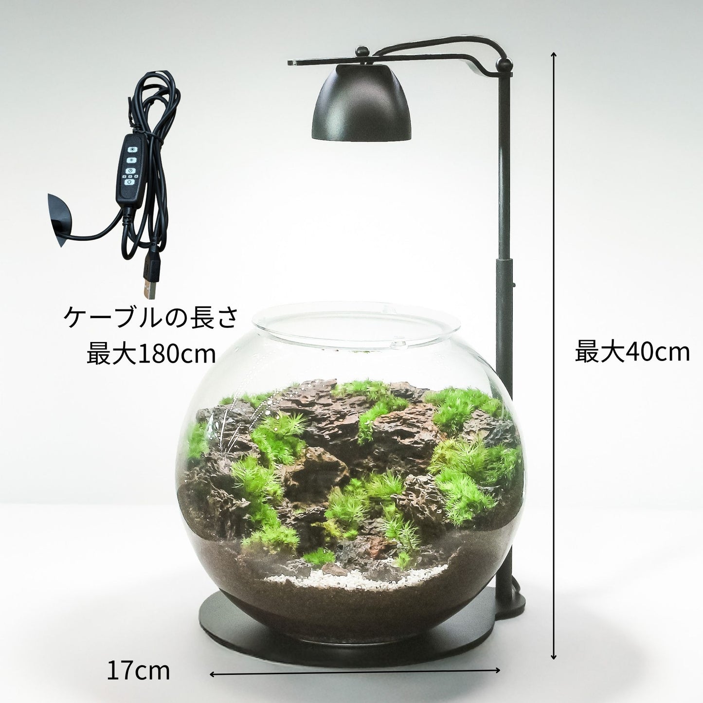 【調光機能付】 苔テラリウム用ライト テライト(ブラック)