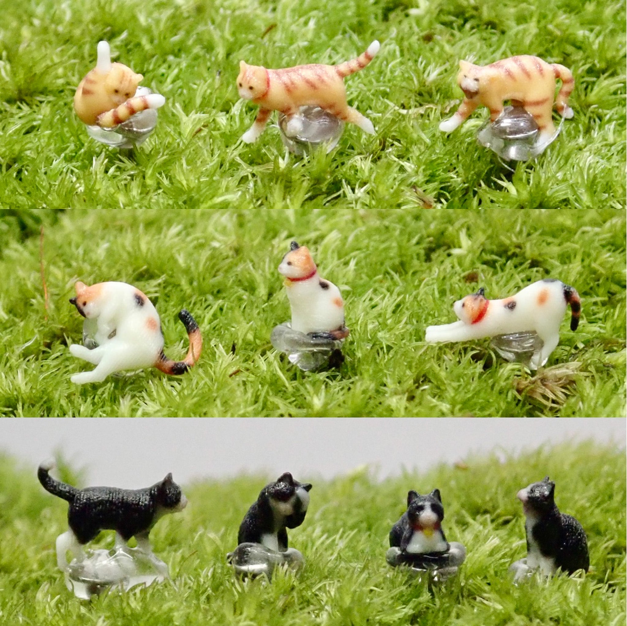 ネコ2匹_草原の家 [φ75mm]《プリザーブド苔テラリウム》 – 苔むすび