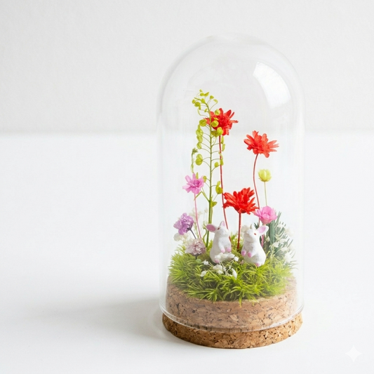 《母の日おすすめ》ピンクレッド_プチ・てのリウム [φ50mm]クリアボックス入り