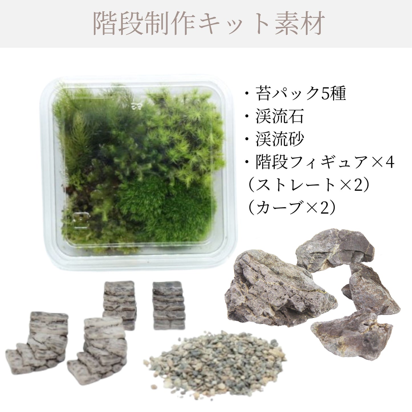 ＼階段フィギュアが4個／【階段の風景】苔テラリウム制作キット