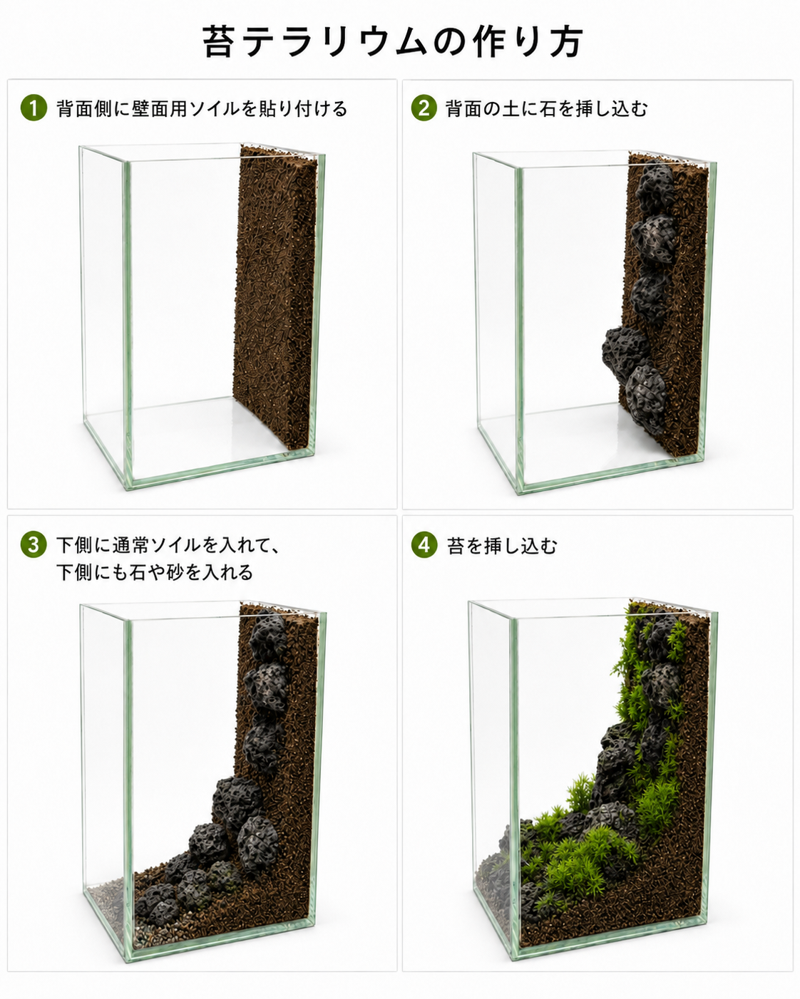 ＼高さ15センチ本棚を彩る苔テラリウム／本棚 苔テラリウム制作キット《苔5種パック》
